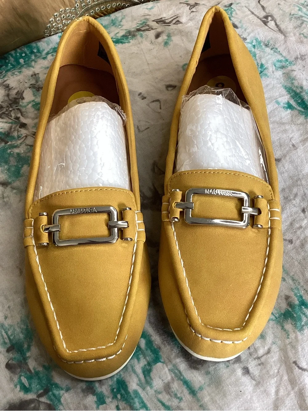 Nautica Mustard Yellow Slip-On Loafers with Silver Buckle 8